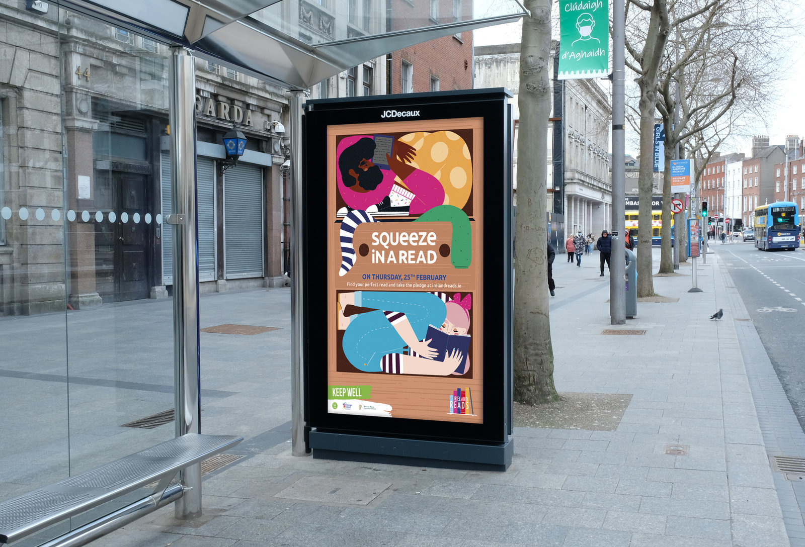 Squeeze in a read campaign for Libraries Ireland.